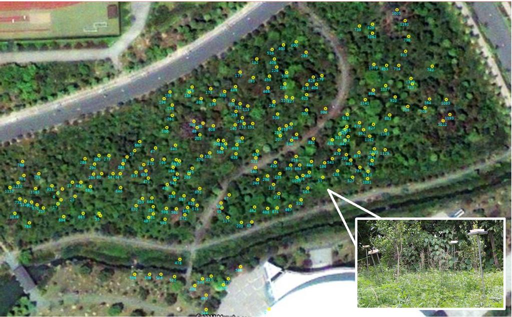 (a) Deployment sensor nodes in the forest Fig. 1. (a) Temperature and Humidity (b) Connectivity in the forest GreenOrbs deployment in the campus forest (b) Light Fig. 2. (a) Temperature VS.