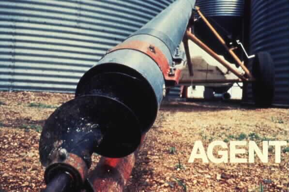 A grain auger is a tube containing a solid shaft in the center with flighting, a spiral of flat steel, welded onto the shaft.