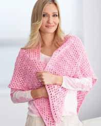 A Crochet Shawl By: Bernat Bernat has come up with this amazing free crochet pattern. A pink crochet shawl for any time of year.