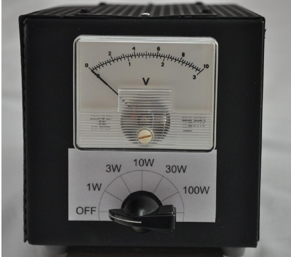 RF Power Meter The requirement was for a 50Ω, 5W dummy load with a linear power meter. The meter should have power ranges of 1W, 3W, 10W, 30W and 100W.