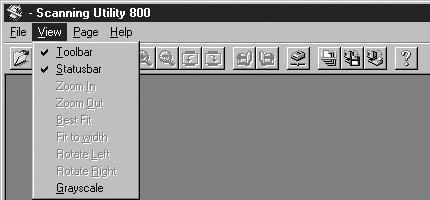 Chapter 1 Installation and Basic Operation of Scanning Utility 800 View Menu 1 Toolbar The toolbar toggles between shown and hidden each time it is clicked.