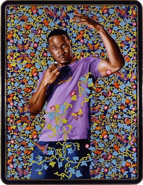 Kehinde Wiley Juxtaposes pattern with contemporary figures in poses from European paintings quote historical sources and position young black