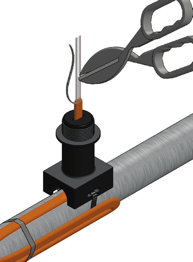 While bending the heating cable, work the cable through the braid opening.
