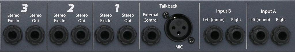get in the way of a custom mix, and a Mono button splits a mono external input source to both the left and right earphones. Around back you ll find the input jacks.
