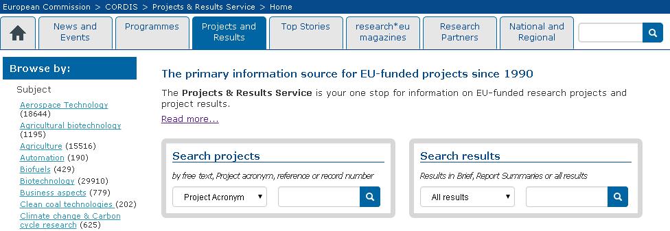 FP7 projects database