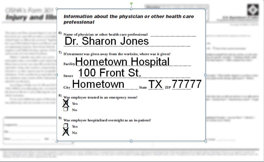 Completing Form 301 Joe Employee 123 Main St. Hometown TX 77777 1 1 77 2 5 08 X Dr.