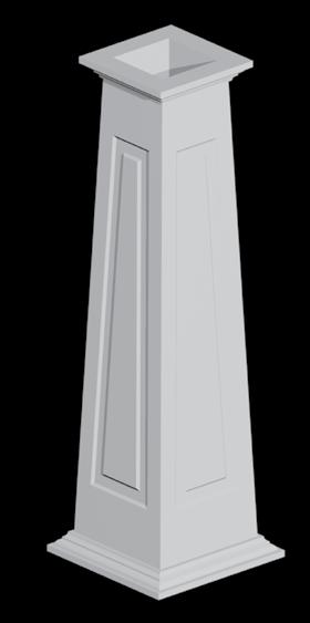 Raised Panel Column Wrap Kits TOP BOTTOM Height Material Thickness Shaft Inside CW12X48TRP1CF 8" 12" 48" 5/8" 6 1/2" CW12X54TRP1CF 8" 12" 54" 5/8" 6 1/2" CW12X60TRP1CF 8" 12" 60" 5/8" 6 1/2"