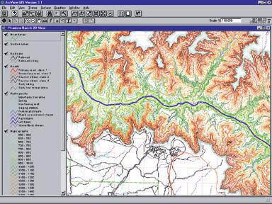 When the model is complete, each data set will be thematiclaly mapped. To classify legends for the roads, railroads, and hydrology themes, open the Legend Editor for each theme.