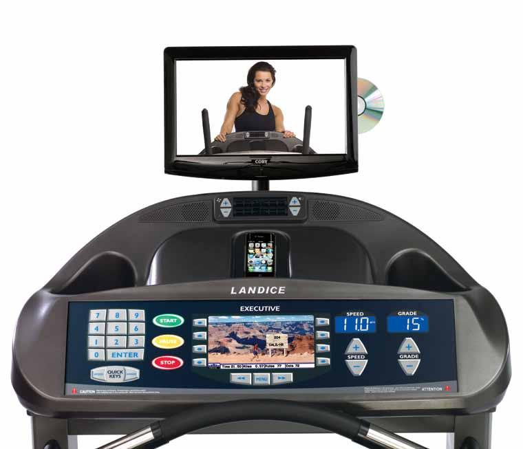 Landice Vision System Turn your L Series Treadmill into an entertainment center with the Landice Vision System option.