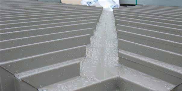 Ends of sheets Wind can drive water uphill under the flashings or cappings. Also, at the low end of a roof, wind or capillary action can cause water to run back up the underside of sheeting.