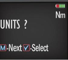 Unit Mode Keypad Function The following units of measurement are available: kgf.cm, kgf.m, cn.m, N.m, ozf.in, lbf.
