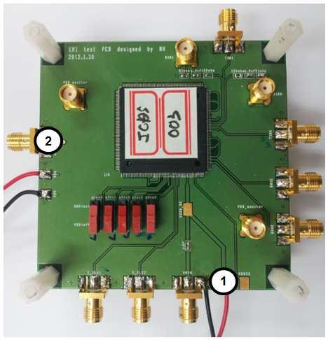 This noise injection path consists of segments on the top PCB layer (Layer 1) and the bottom PCB layer (Layer 4).