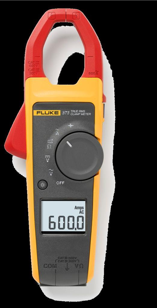 Fluke 373 True-rms AC Clamp Meter Measurement Capability: 600 A ac current measurement with fixed Jaw 600 V ac and dc voltage measurement True-rms ac voltage and current for accurate measurements on