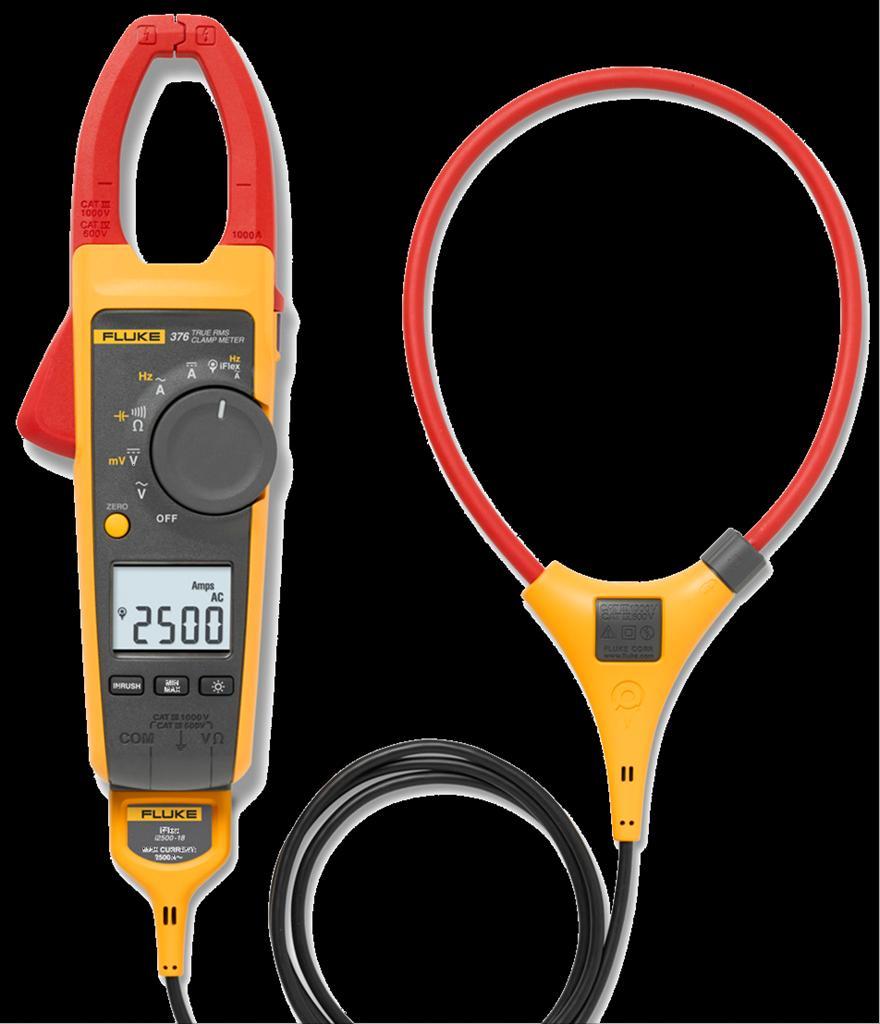 Fluke 370 series camp meters with iflex 7 Measurement Capability: 1000 A ac and dc current measurement with fixed Jaw 2500 A ac current measurement with iflex flexible current probe 1000 V ac and dc