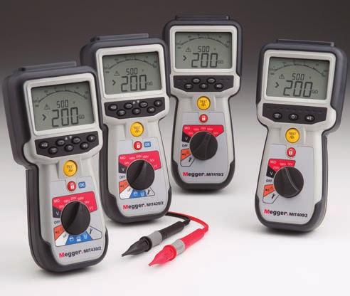 MIT400/2 Designed for electrical and industrial testing Insulation testing up to 1000 V and 200 GΩ range Stabilized insulation test voltage (New) Single range, faster continuity testing from 0.