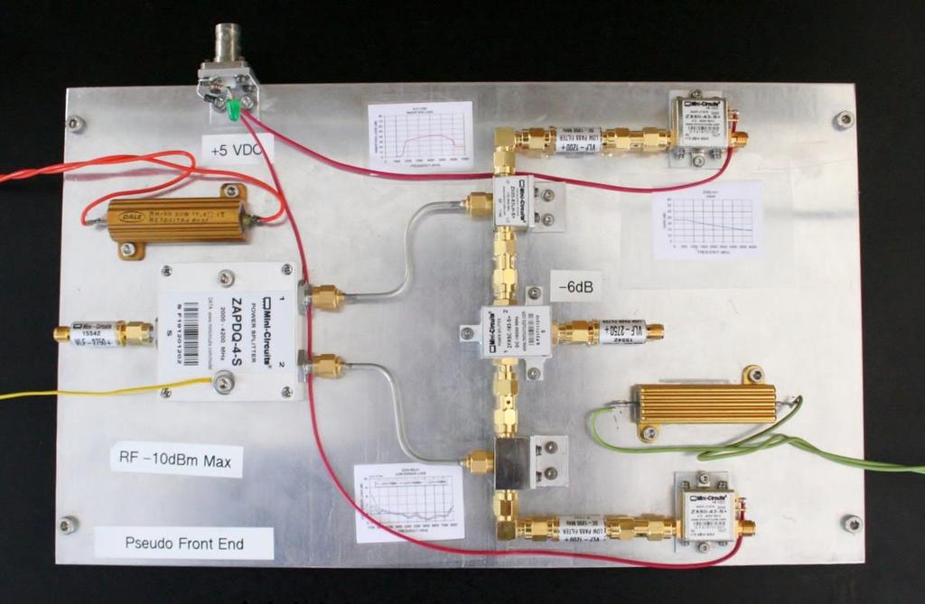 2.2 Test setup Figure 4 shows a picture of the analog plate. Figure 5 shows the measuring test setup block diagram. Two signal synthesizers were used as LO and RF sources.