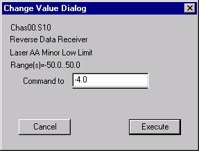Modifying Reverse Receiver Alarm Limits, Continued 2. Double-click the limit you want to change. Result: The Change Value dialog box displays.