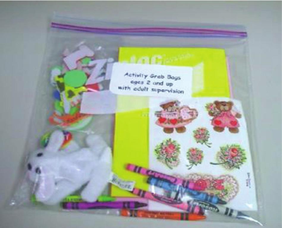 SERVICE PROJECTS AMERICAN FORK HOSPITAL PEDIATRICS ACTIVITY GRAB BAGS Please keep these as simple as possible. Put age appropriate contents in a gallon size zip-closeable bag.