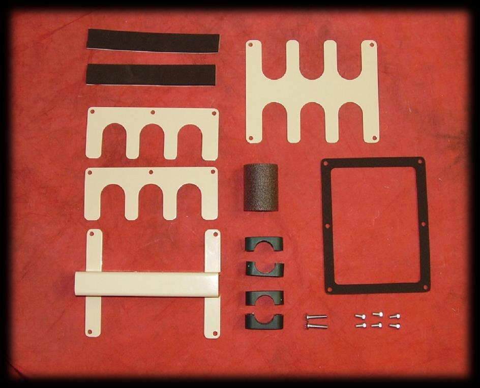 Accessories Mid-Span, Opening Feed-through Plate Kit 1. Grommet Tape (003042) 2. Bottom Plate B (009598) 3. Clamping Bracket (009599) 4. Feed through Plate A (009597) 5. Foam Sealing Plug (XXXXXX) 6.