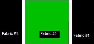 Sew a Fabric #3 rectangle to either side of a Fabric #2 Square Press
