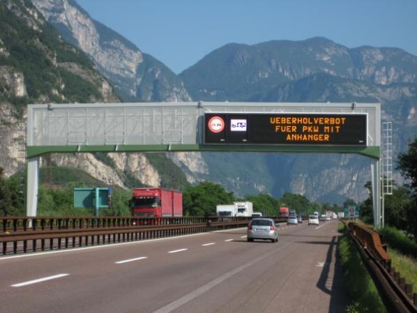bans detailed as fllws: - frm the Brenner pass (Austrian brder) t Blzan Suth (abut 85 km) the Autstrada del