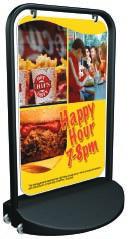 SWINGER 3000 Large permanent display panel (588x917mm) ideal for high footfall areas Rounded styling and low centre of gravity minimise health and safety concerns