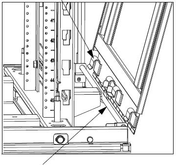 Side Panel Installation (CNPS) Lift up side panel until mounting hooks are resting on the support tube assembly. Rotate panel into place with latches open and close latches.