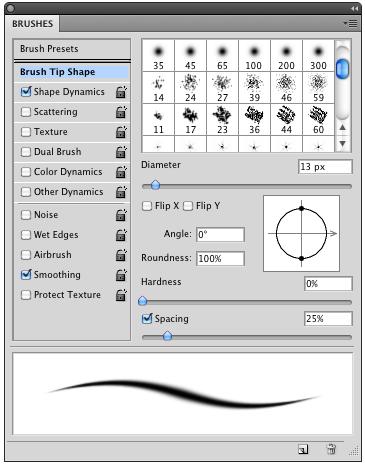 is a very large, and very powerful palette. It allows for the editing of brushes in a number of unique ways.