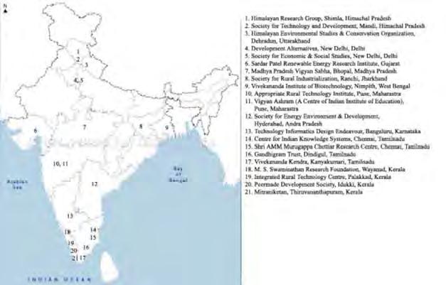 science and technology in rural surroundings. Currently 21 core groups are being supported under this programme in various parts of the country (Fig. 5.1).