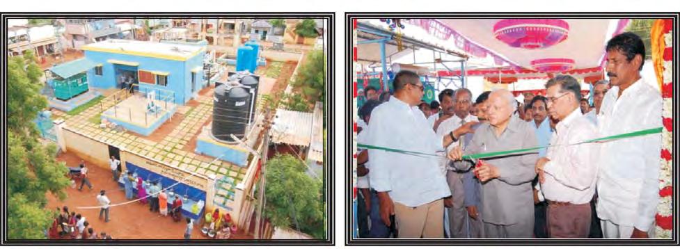 Fig. 4.34: Birds eye view of the WTP at Buja Buja Fig. 4.35: Inauguration of Water Plant at Buja Buja b. Assam/Bihar/UP/WB: The key water challenges were High levels of Arsenic, bacteria.
