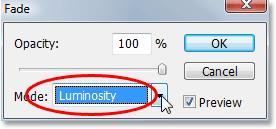 This effectively changes the blend mode of the Unsharp Mask filter you just applied to Luminosity, which means the filter is now safely ignoring the color information in the image and is sharpening