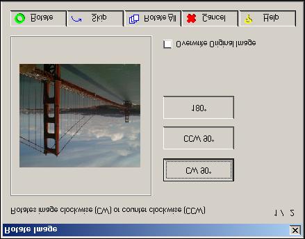 5. When you are happy with the changes, click the Retouch button. Rotating an Image You can rotate an image 90 or 180 as follows: 1. Select the roll and then the photo(s) you want to rotate. 2.
