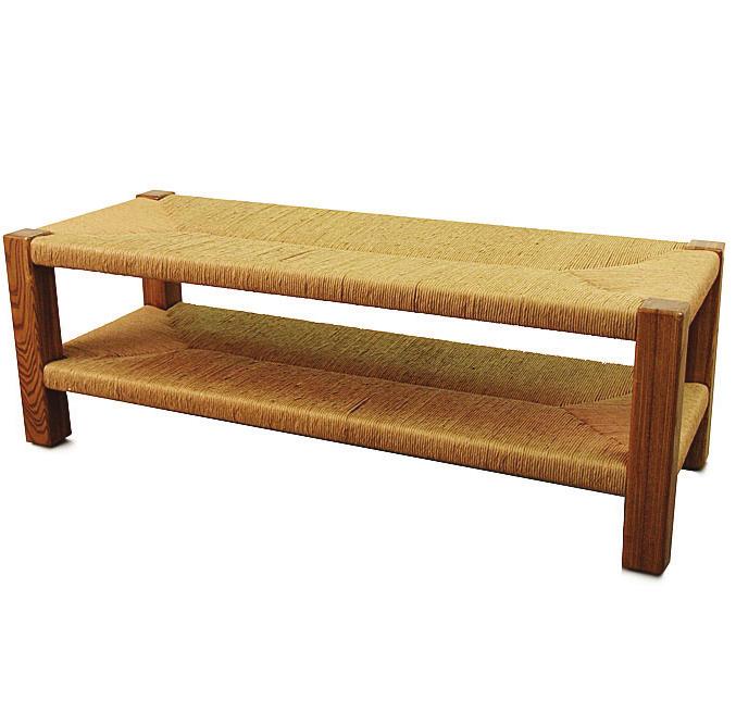 Rope Bench The rope binding of the top and shelf creates an intriguing updated-rustic look that contrasts with the neoclassic flavor of