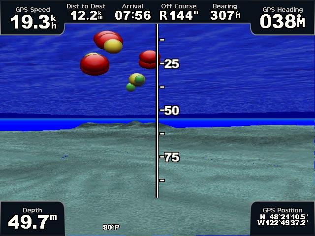 Charts and 3D Chart Views Fish Eye 3D Using the depth contour lines of the BlueChart g2 Vision cartography, Fish Eye 3D provides an underwater view of the sea floor or lake bottom.