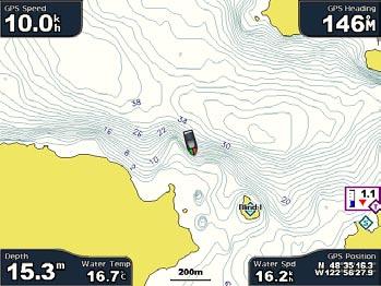 Charts and 3D Chart Views Fishing Chart Navigation Chart The Fishing chart uses detailed bathymetric data on a preprogrammed BlueChart g2 Vision data card, and is best for offshore deep-sea fishing.
