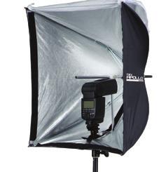 Apollo Quick setup and long-lasting results Built on an umbrella frame Quick set up and teardown Fits virtually any studio light Pairs perfect with speedlites Warranty: 1-year (details on p.