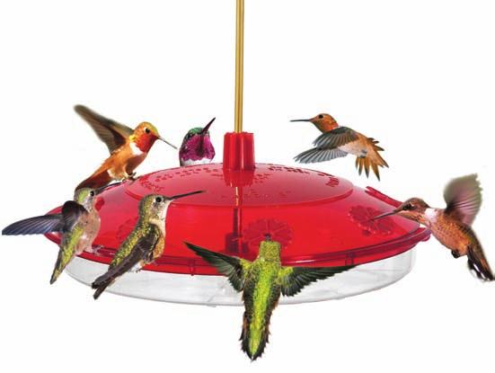 HAPPY EIGHT 2 Model H8-2 Features: Perch ring Filler cap Snap fit cover 8 Removable flower ports 8 Nectar Guard Tips Hummer Port Brush Hang or pole mount Your large capacity H8-2 feeder has a full
