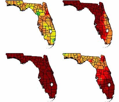 In July, drought conditions remained mostly unchanged, with a portion of the Panhandle and Southwest Florida categorized as being abnormally dry or in a moderate drought.
