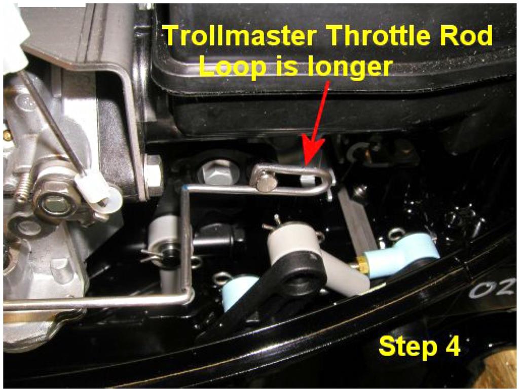 4. Replace the Mercury throttle rod with the