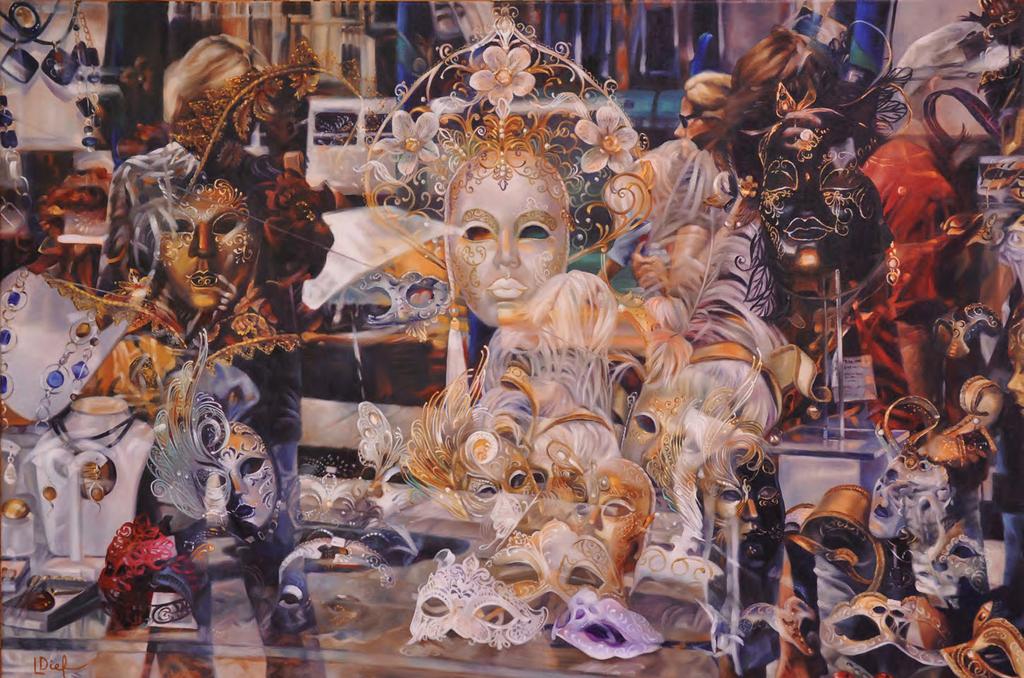 Lyn Diefenbach, Reflections on a Journey 4 - Behind the Mask, oil on linen, 24