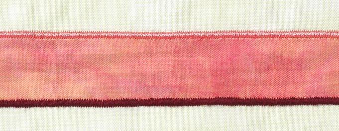 satin zigzag stitch The satin zigzag stitch may be used for appliqué that has a fused edge. It makes a solid line of stitching at a variety of widths.
