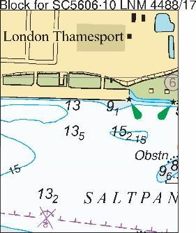 Insert 47,Wk 51 34' 65N., 2 02' 23E. L4488/17 ENGLAND East Coast River Medway London Thamesport and Queenborough Harbour NM Blocks. Drying height. Depths. Wrecks.