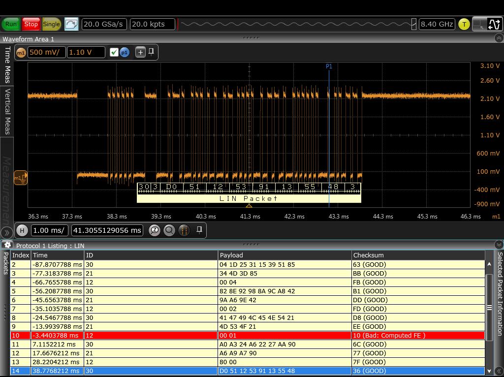 Display protocol content using embedded decode in the waveform area.