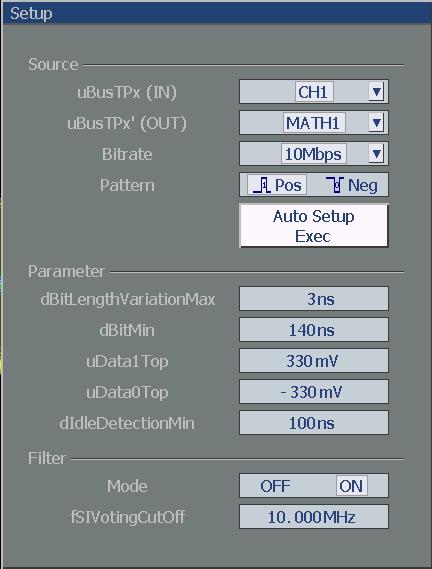 The filtered signal (ubustpx ) is internally calculated using a IIR, 1st order low pass filter.