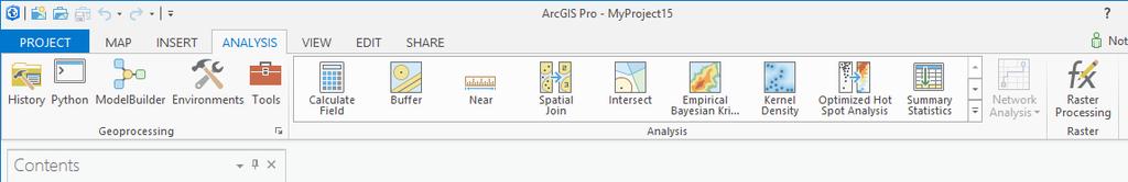 Analysis in ArcGIS Pro The ANALYSIS ribbon provides access to: Gallery of powerful analytic tools Suite of