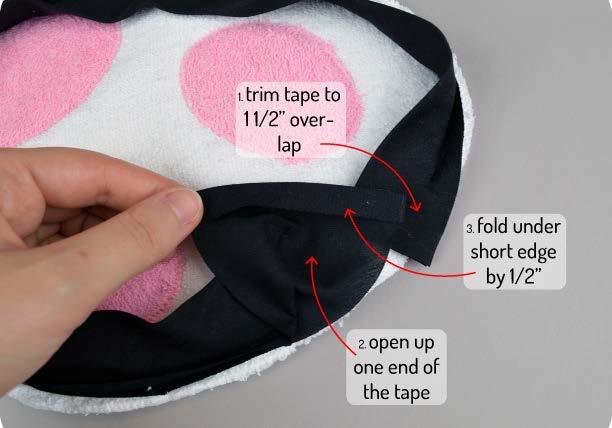 When you reach the end, the leftover bias tape should overlap in the middle.
