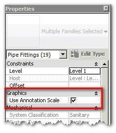1. Checking off Use Annotation Scale for the fittings a. Select everything in the drafting area and using the Filter tool leave only plumbing fixtures selected b.