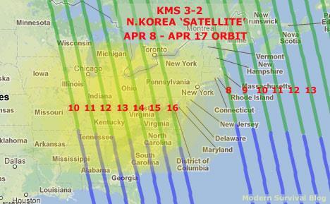 T H E T H R E A T F R O M N O R T H K O R E A Orbital passes in April 2013 of the North Korean KMS 