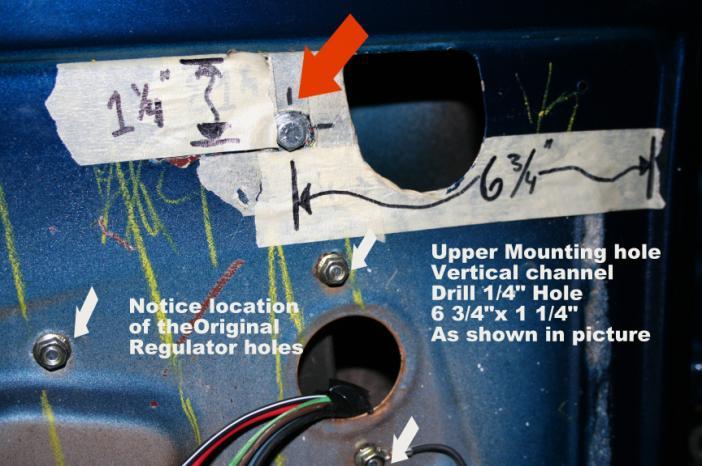 Drilling Vertical mounting holes Uppper Mounting hole. 12. Drill ¼ hole where the Red arrow is on the picture.