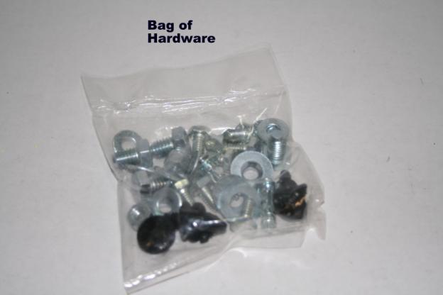 6. Bag of ¼ Nuts, bolts& washers. Including black round vinyl hole covers.